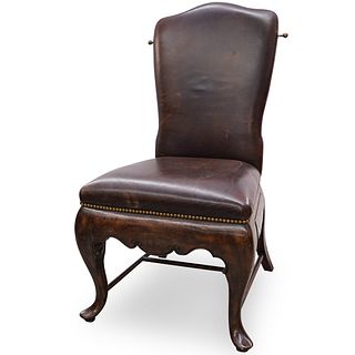 Theodore Alexander Leather and Wood Dresser Chair