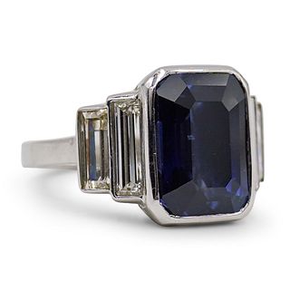 Platinum 7.96ct Ceylon Sapphire & Diamond Ring