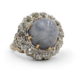 Vintage 18k Gold & Star Sapphire Ladies Ring