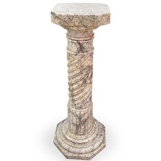 Antique Alabaster Column Pedestal