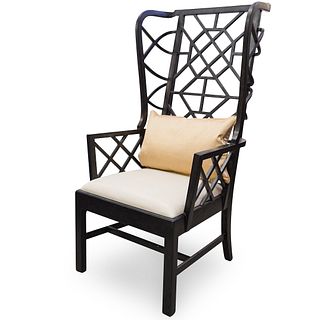Reticulated Wingback Wooden Chair