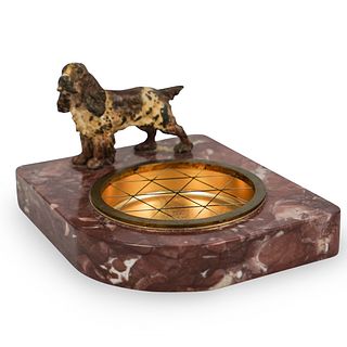 Marble and Bronze Dog Ashtray