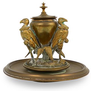 19th Ct. Bronze Vulture Inkwell