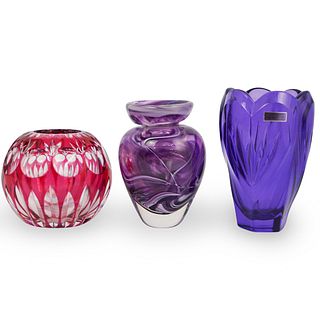 (3 Pc) Crystal & Glass Vase Lot