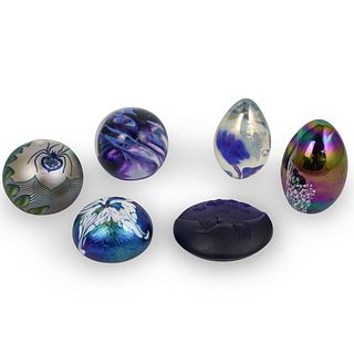 (6 Pc) Collection of Art Glass Paperweights