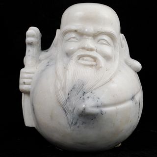 Chinese Marble Wiseman Orb Sculpture