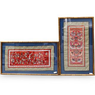 (2 Pc) Vintage Chinese Silk Tapestries