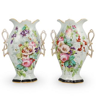 Pair of Porcelain Floral Vases