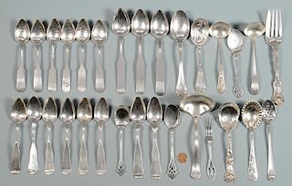 29 pieces coin and sterling flatware