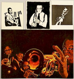 4 Jazz Related Portraits by James Caulfield