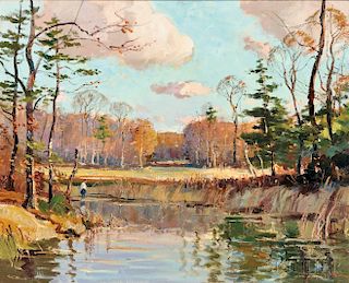 Wayne Beam Morrell (American, 1923-2013)      Marsh Pond in Ipswich, Massachusetts