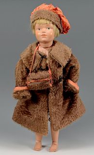 Schoenhut Child Doll w/ Mohair Coat