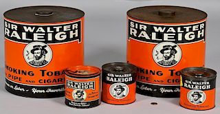 Group of Sir Walter Raleigh Tobacco Tins, 5 pc