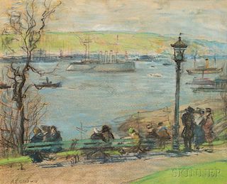 Arthur Clifton Goodwin (American, 1864-1929)      Gunboats on the Hudson