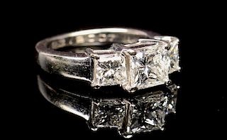 14k 3-stone Princess cut dia ring, GIA Report