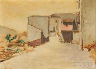 Armando Pizzinato (Italian, 1910-2004)      View of a Quiet Village Street