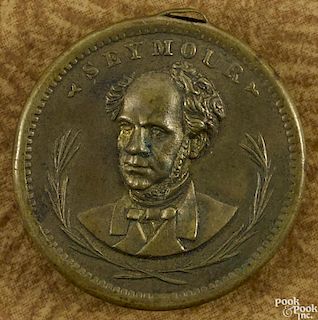 Horatio Seymour, & Francis Blair presidential pendant button, 1'' dia.
