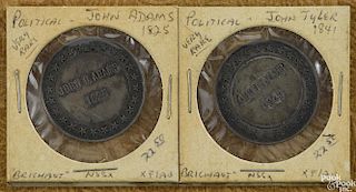 Two Auguste Brichaut presidential medals, to include John Tyler 1841 and John Q. Adams 1825
