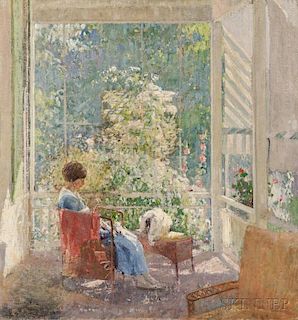 John Sharman (American, 1879-1971)      At the End of the Porch ,  A Double-sided Work