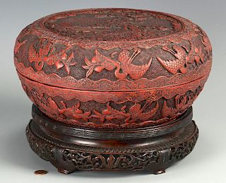 Chinese Cinnabar Covered Round Box