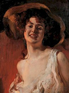 Leopold Schmutzler (German, 1864-1941)      Young Beauty in a Hat