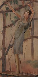 Bernard Karfiol (American, 1886-1952)      Girl at Tree