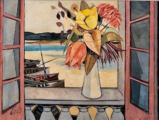 Charles Levier (French/ American, 1920-2003)      Fleurs sur la plage