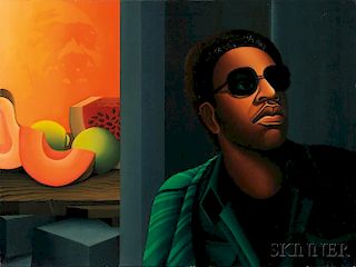 Jonathan Bruce (African American, b. 1948)      Self-Portrait with Melons