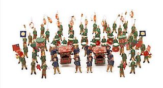 A Collection of Chinese Carved Terra Cotta Miniatures Height of tallest 2 1/4 inches.