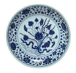 A Blue and White Porcelain Charger Diameter 12 3/4 inches.
