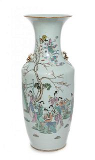 * A Famille Rose Porcelain Vase Height 23 inches.