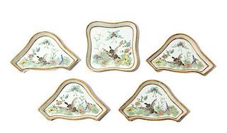 * A Famille Rose Porcelain Sweetmeat Set Width of largest 8 1/2 inches.
