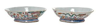 * A Pair of Famille Rose Porcelain Dishes Width of pair 7 7/8 inches.