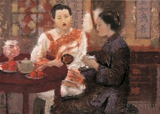 Yihang Pan (Chinese, b. 1957)      Two Women at Tea