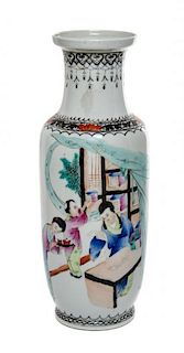 * A Polychrome Enameled Porcelain Vase Height 13 1/8 inches.