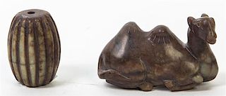 * A Carved Jade Figure of a Camel Width of camel 3 1/8 inches.