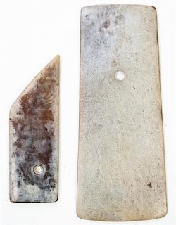 * Two Jade Axes Length of longer 8 5/8 inches.