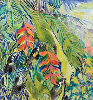 Hunt Slonem (American, b. 1951)      Tropical Birds