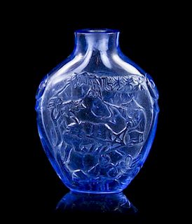 A Blue Peking Glass Snuff Bottle Height 2 1/2 inches.