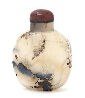 A Shadow Agate Snuff Bottle Height 3 inches.