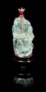 * A Rock Crystal Snuff Bottle Height 4 1/2 inches (with stand).