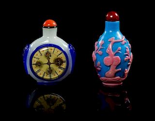 * Two Peking Glass Snuff Bottles Height of tallest 3 inches.