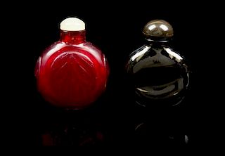 * Two Glass Snuff Bottles Height of tallest 2 1/2 inches.