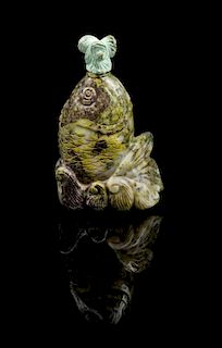 * A Jadeite Snuff Bottle Height 3 1/4 inches.