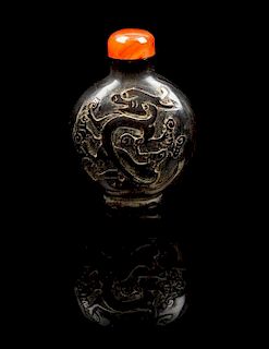 * A Horn Snuff Bottle Height 2 5/8 inches.