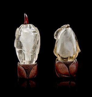 * Two Rock Crystal Snuff Bottles Height of taller overall 4 inches.