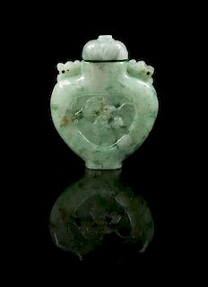 * A Jadeite Snuff Bottle Height 2 3/8 inches.