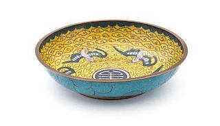 A Cloisonne Enameled Shallow Bowl Diameter 4 1/2 inches.