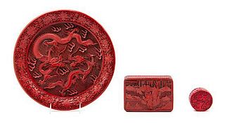 * A Cinnabar Lacquer Charger Diameter 12 7/8 inches.
