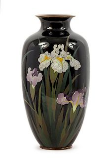 A Japanese Cloisonne Enamel Vase Height 18 1/4 inches.